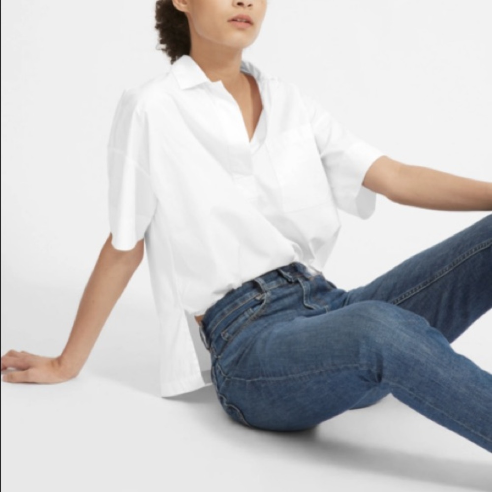 Everlane White Cotton Popover Shirt